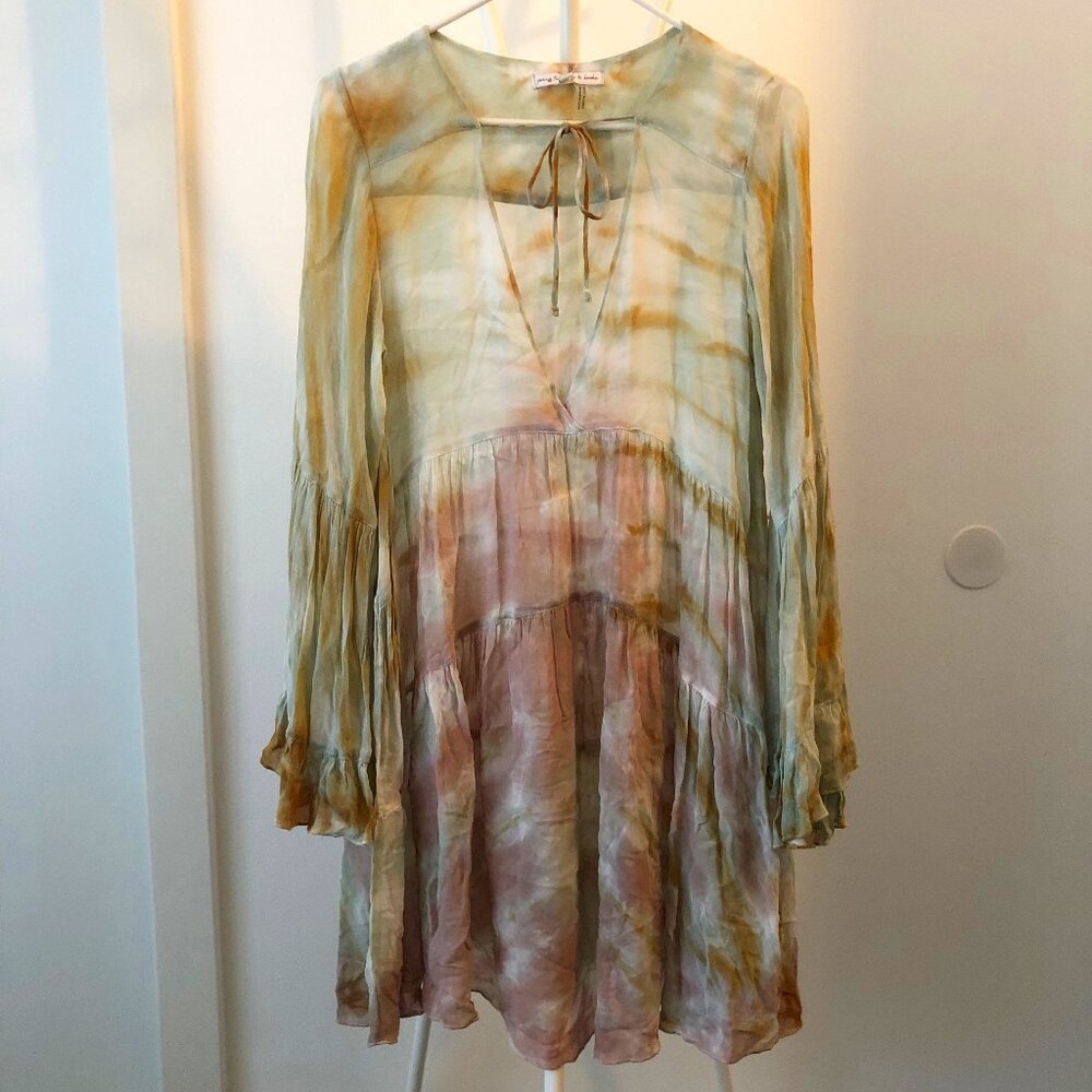 YOUNG FABULOUS AND BROKE ROSA TIE DYE PEASANT BOHO  FESTIVAL DRESS SIZE S NWT